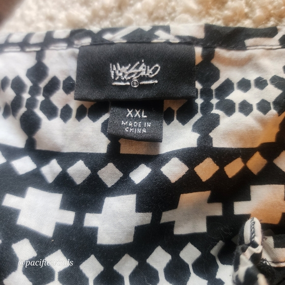 2/$25 MOSSIMO 3/4 SLEEVE BLACK & WHITE PATTERNED BLOUSE 100% COTTON XXXL - Picture 9 of 11